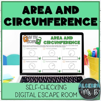 Preview of Circumference and Area of Circles Digital Escape Room Activity