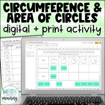 Preview of Circumference and Area of Circles Digital and Print Activity for Google