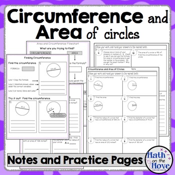Preview of Circumference and Area of Circles - Interactive Notes, Practice and Quiz