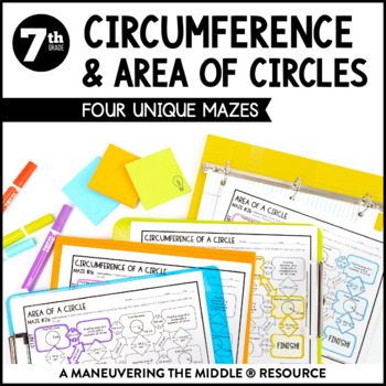 Preview of Circumference & Area of Circles Activity | Circles Practice Mazes
