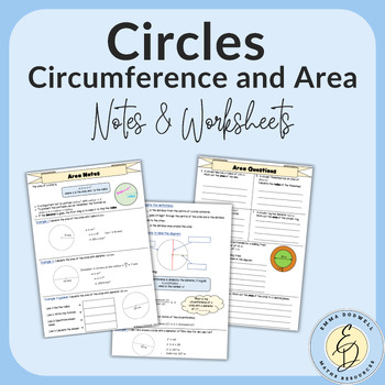 Preview of Circumference and Area of a Circle Notes and Worksheets