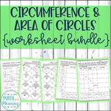 Circumference and Area of Circles Worksheet Activity Bundl