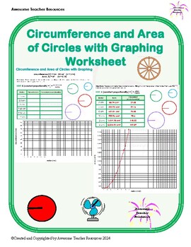 Preview of Circumference and Area of Circles with Graphing Worksheet