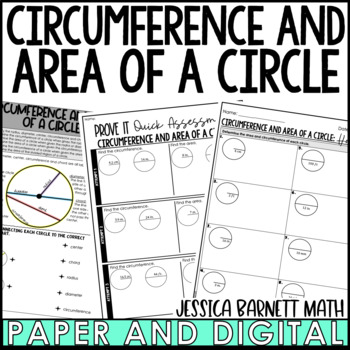 Preview of Circumference and Area of a Circle Guided Notes Homework Warm Ups Exit Tickets