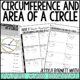 Circumference and Area of a Circle Guided Notes Homework W