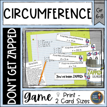 Preview of Circumference of Circles Don't Get ZAPPED Partner Math Game Pi Day Middle School