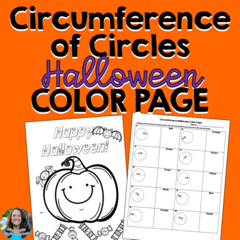 Preview of Circumference of Circles Halloween Color Page Worksheet