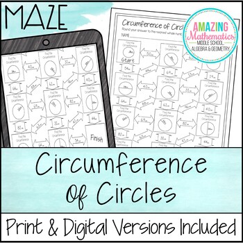 Preview of Circumference of Circles Worksheet - Maze Activity