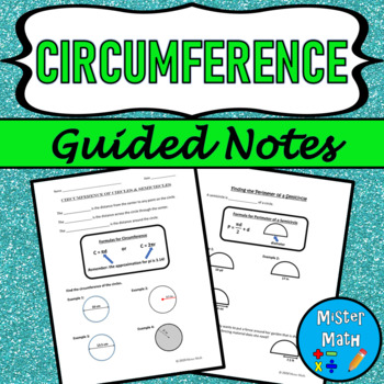 Preview of Circumference Guided Notes
