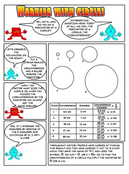 Preview of Circumference of a cirlce and Pi (Cartoon)