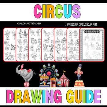 Preview of Circus Amusement Drawing Guide Clip Art Coloring Pages Sub Plan Fast Finishers