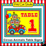 Circus Animals Theme Classroom Table Signs