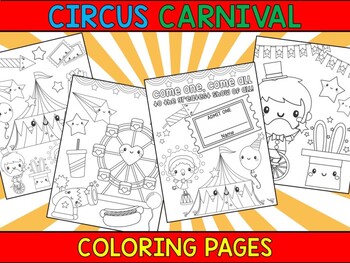 Preview of Circus Carnival and Birthday Party Coloring Pages 