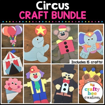 Preview of Circus Craft Bundle | Circus Activities | Clown | Elephant | Popcorn | Tent
