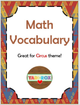 Preview of Math Vocabulary Word Wall Posters – Circus