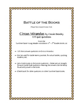 Preview of Circus Mirandus Quiz Questions