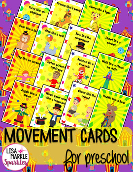 Preview of Circus Movement Cards for Preschool and Brain Break Transition Activity