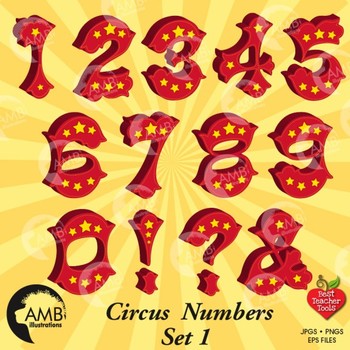 Preview of Circus Numbers Clipart, Carnival Clipart, {Best Teacher Tools} AMB-1035