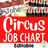 Circus Theme: Editable Student Classroom Job Chart and Bul