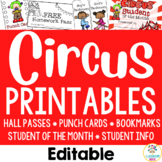 Circus Theme Printables: Hall Pass, Punch Cards, Awards, H