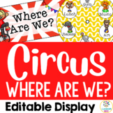 Circus Theme: "Where Are We?" Editable Door Sign