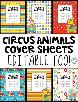 Preview of Circus Themed Folder Cover Sheets - Editable
