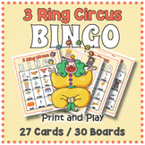 Circus Themed Party BINGO & Memory Matching Card Game Activity
