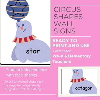Preview of Circus-Themed Shape Recognition Signs - from circle to decagon, fun & engaging