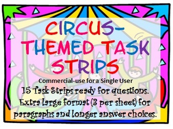 Preview of Circus-Themed Task Card/Scoot Card Templates: 3 Strips Per Page