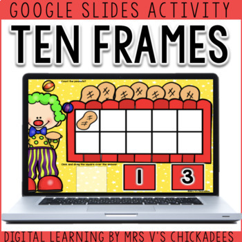 Preview of Circus Themed Ten Frames Digital Activity for Google Slides | Distance Learning