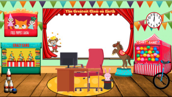 Preview of Circus Themed Virtual Classroom Background (non-editable)