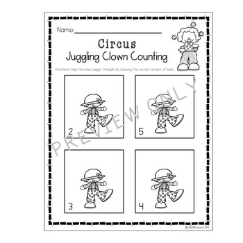 circus themed worksheets and printables by little bell lessons tpt