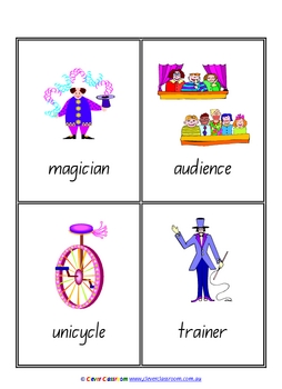 Circus Vocabulary Flash Cards 6 Pages By Clever Classroom Tpt