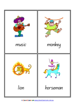 Circus Vocabulary/Flash Cards - 6 pages by Clever Classroom | TpT