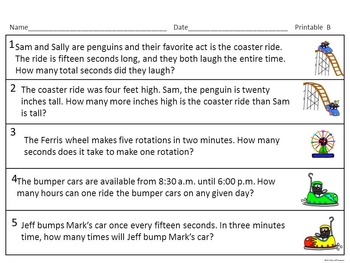 Circus and Carnival Measurement Word Problems by Donna Thompson | TpT