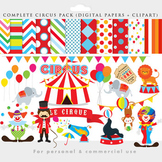 Circus clipart - circus clip art, lion, elephant, clowns, 