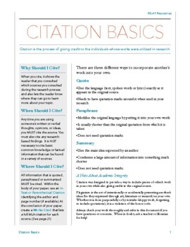 Preview of Citation Basics (Updated for MLA 9!)