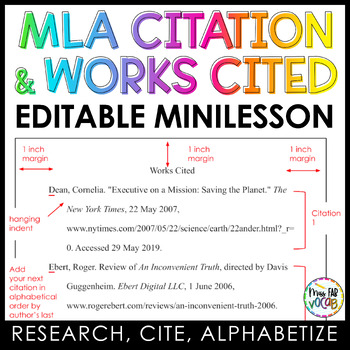 Preview of Citation & Works Cited Page Minilesson