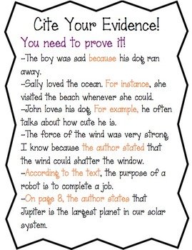 Preview of Cite Evidence (Anchor Chart/Worksheet)
