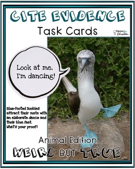 Preview of Cite Evidence Task Cards - Animal Edition!