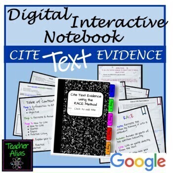 Preview of Cite Text Evidence: RACE Interactive Digital Notebook