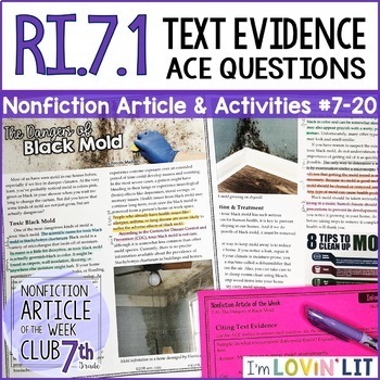 Preview of Cite Text Evidence RI.7.1 | The Dangers of Toxic Black Mold Article #7-20