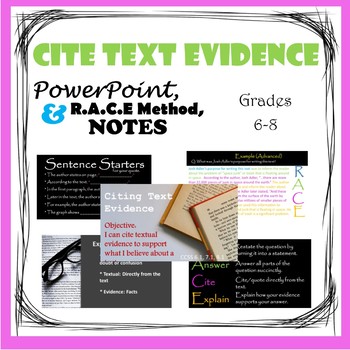 Preview of Cite Text Evidence using the A.C.E or R.A.C.E Method