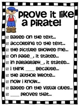 Preview of Cite evidence - Pirate Proof - Close Reading sentence starters