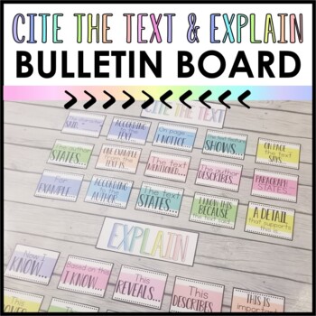 Cite the Text and Explain Sentence Stem Bulletin Board | TpT