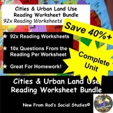 Cities & Urban Land Use Unit Reading Worksheet Bundle **Ed