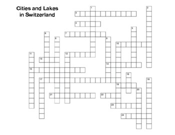 Cities and Lakes in Switzerland Map Crossword by Northeast Education
