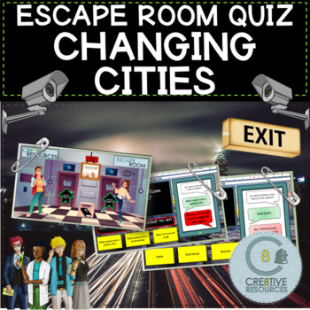 Preview of Cities and how they change  Escape Quiz - Like boom cards