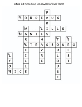Cities in France Map Crossword and Word Search by Northeast Education