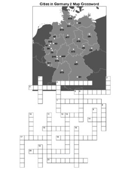 Cities in Germany 2 Map Crossword by Northeast Education TPT